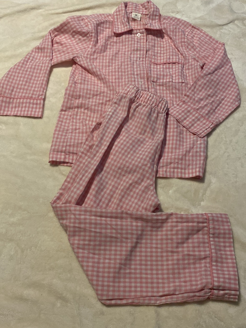 Crewcuts Pink and White Gingham Pajama Set